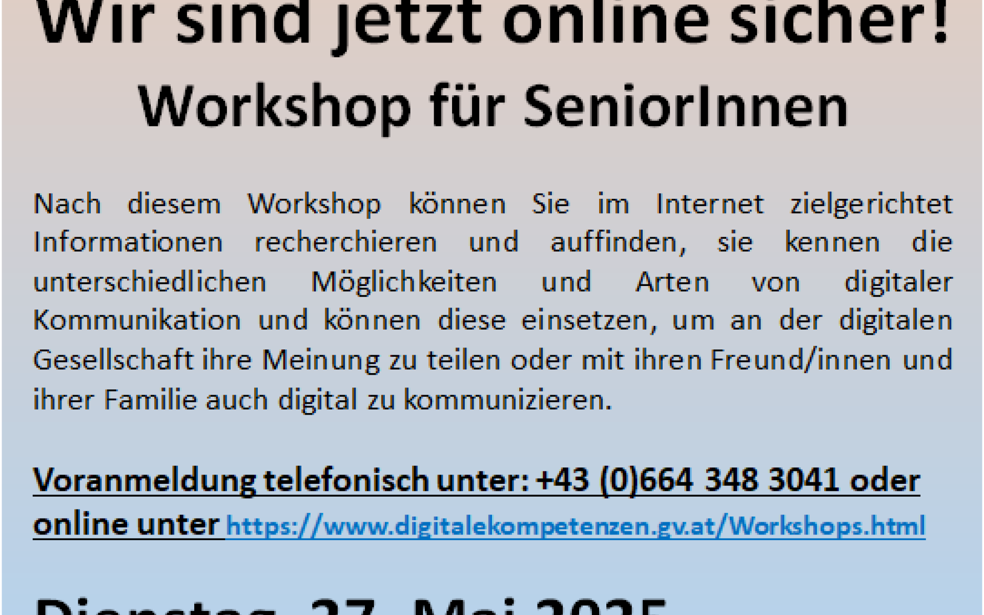 Digital Workshop SeniorInnen 27.05.2025